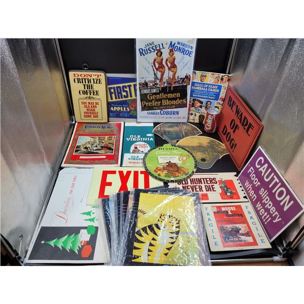 Vintage Paper, Puzzle, and Sign Lot