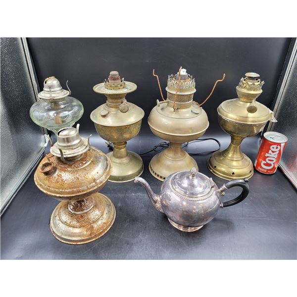 Vintage Oil Lamps and Teapot