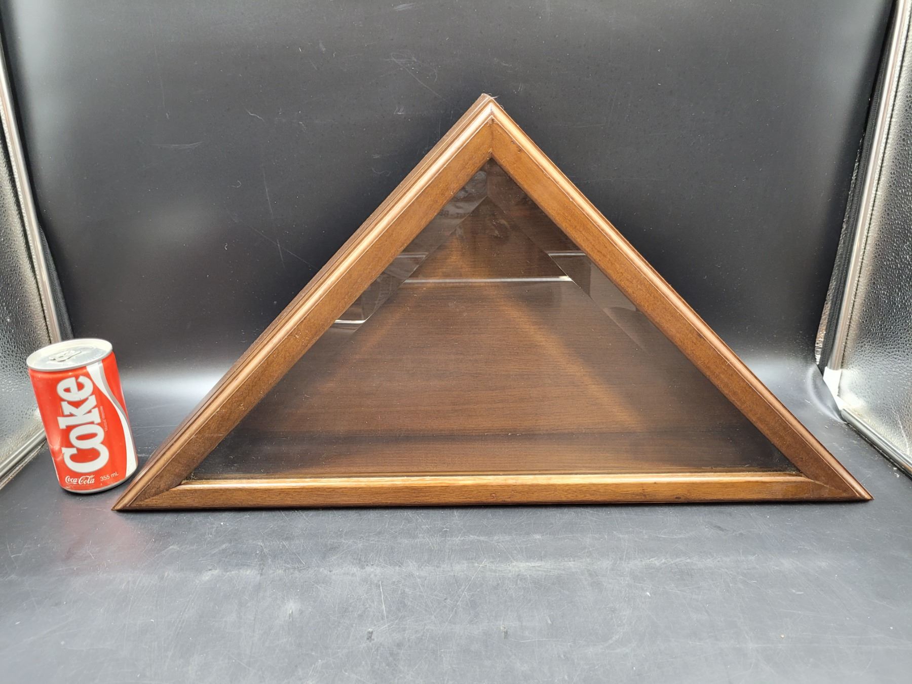 Vintage Sparta Craft Wooden Triangular Display Case