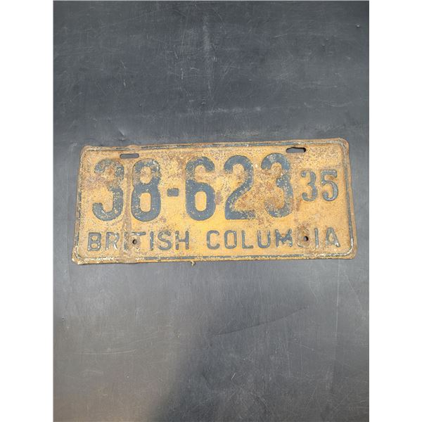 Antique 35' British Columbia License Plate