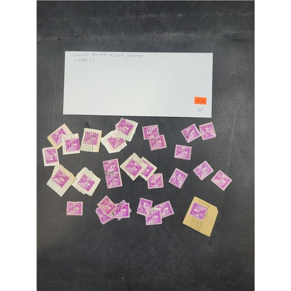30 Lincoln Purple 4 Cent Stamps