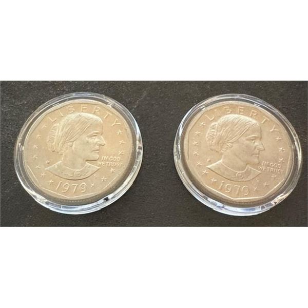 1979 S SUSAN B. ANTHONY (SBA) $1 One DOLLAR COIN Two Coins
