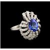 3.60 ctw Tanzanite and Diamond Ring - 14KT White Gold