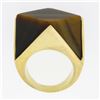 Image 8 : Vintage 14K Gold Large Polished Custom Cut Tiger's Eye Solitaire Geometric Ring