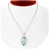 Vintage 14K White Gold Marquise Green Amethyst & 1.15 ctw Diamond Pendant Neckla