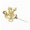 Image 4 : Antique Victorian 10k Gold Diamond Ruby & Seed Pearl Elk Textured Brooch Pin