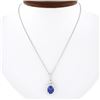 NEW 14k White Gold 2.62 ctw Oval Tanzanite & Diamond Halo Pendant w/ 18" Chain