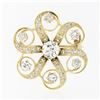 Antique Victorian 18k Gold 1.97 ctw Old European Diamond Swirl Flower Pin Brooch