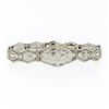 Antique Art Deco Esemco 14k White Gold Diamond Milgrain Filigree Buckle Bracelet