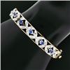Vintage 14K TT Gold 1.50 ctw Diamond & Sapphire Open Flower Hinged Bangle Bracel