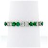14K White Gold 1.40 ctw Round Shared Prong Diamond & Emerald Eternity Band Ring