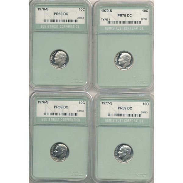 1976-S-1979-S Roosevelt Dimes PR69-70 (4-coins)