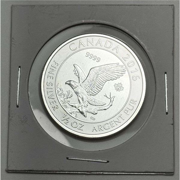 2016 Canada $2 Bald Eagle 1/2 ozt .9999 Silver