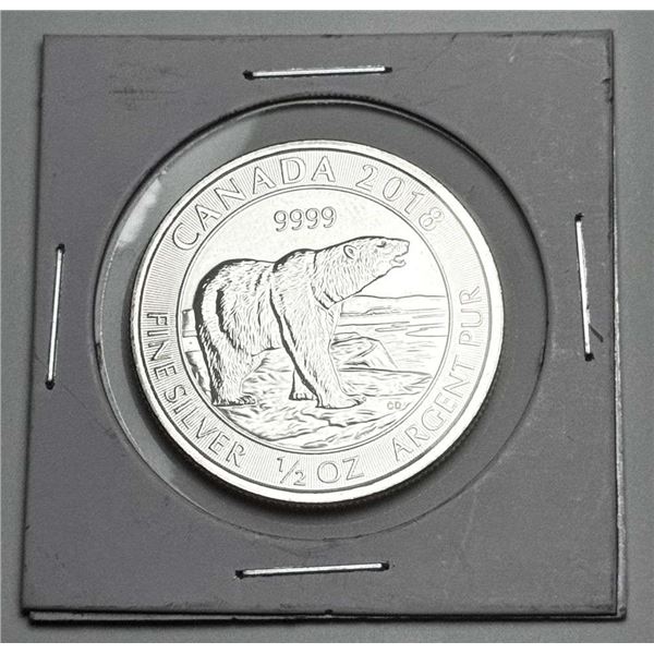 2018 Canada $2 Polar Bear 1/2 ozt .9999 Silver