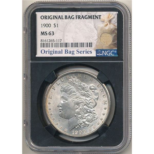 Rare 1900 Morgan Silver Dollar NGC MS63 "Original Bag Fragment"