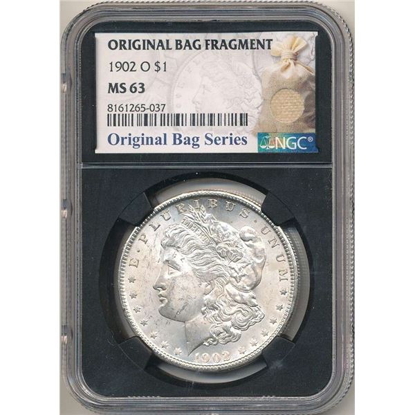 Rare 1902-O Morgan Silver Dollar NGC MS63 "Original Bag Fragment"