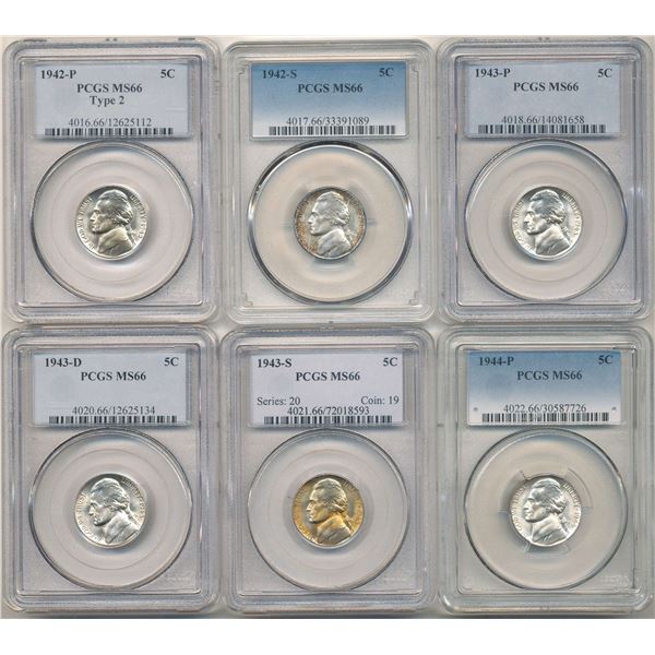 Fresh Complete 1942-P-1945-S War Nickel Set PCGS MS66 (11-coins)