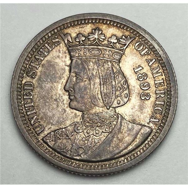 Old Time BU 1893 Isabella 25c Silver Commemorative