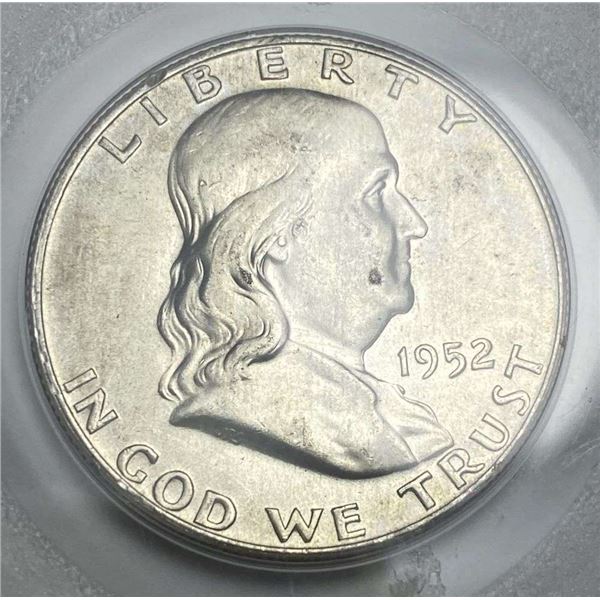 1952-D Fraklin Silver Half Dollar Accugrade MS65 FBL