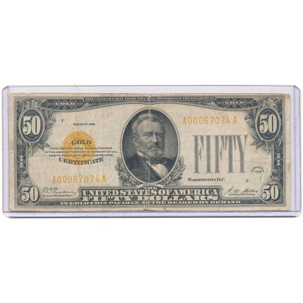 1928 United States $50 Gold Certificate