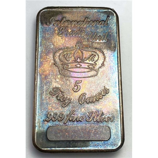 Toned International Trade Unit 5 ozt .999 Silver Bar