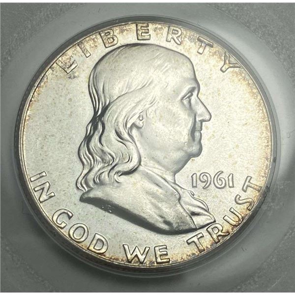 1961 Fraklin Silver Half Dollar Accugrade MS65 FBL