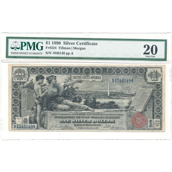 1896 United States $1 Silver Certificate PMG VF20