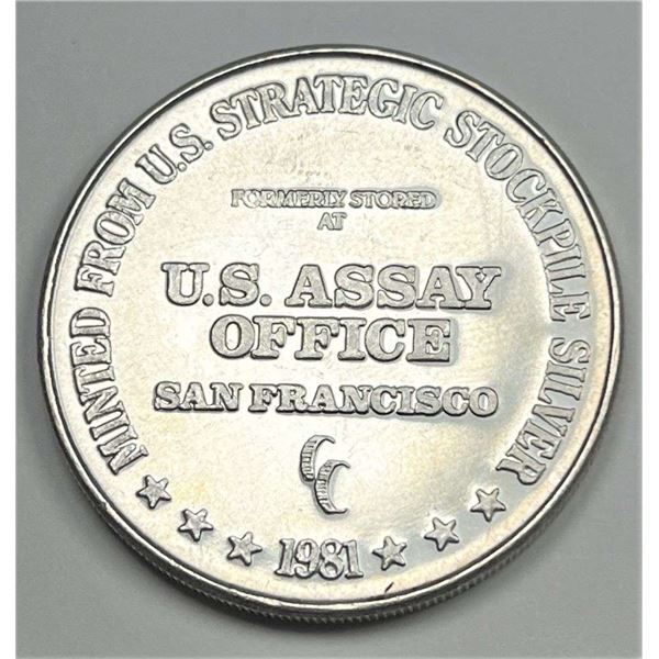 1981-CC U.S. Assay Office San Francisco 1 ozt .999 Silver Trade Unit