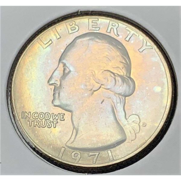 Absolutely Stunning! 1971-D Rainbow Toned Washington Quarter