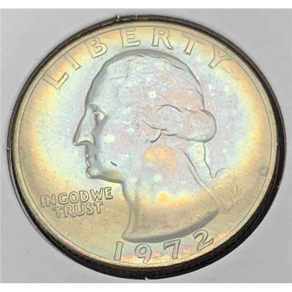 Absolutely Stunning! 1972 Rainbow Toned Washington Quarter