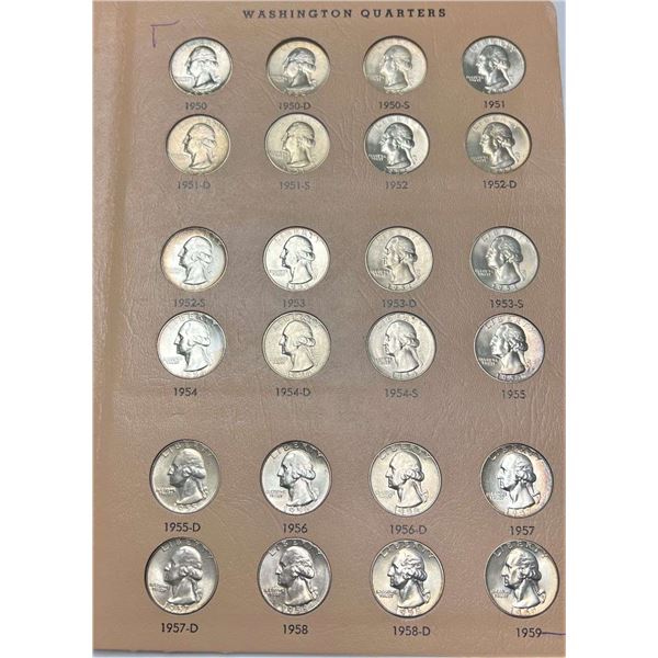 1950-1959 Washington Silver Quarter Set MS64 (24-coins)
