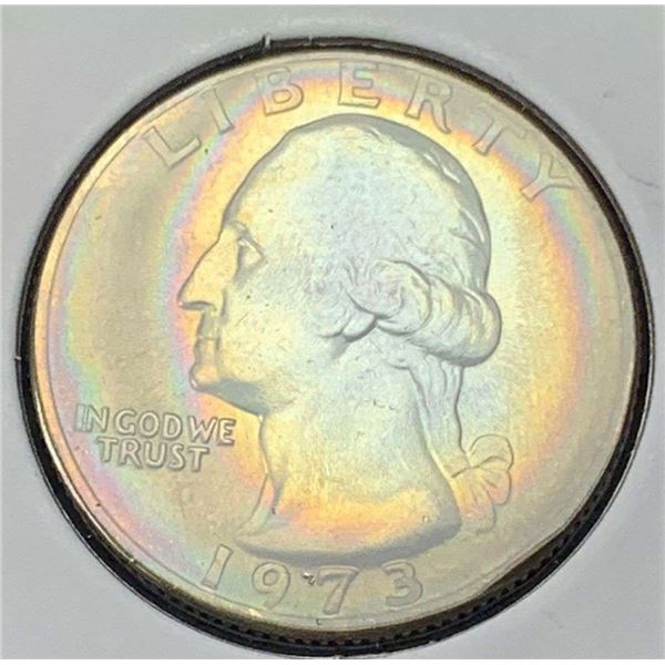 Absolutely Stunning! 1973 Rainbow Toned Washington Quarter