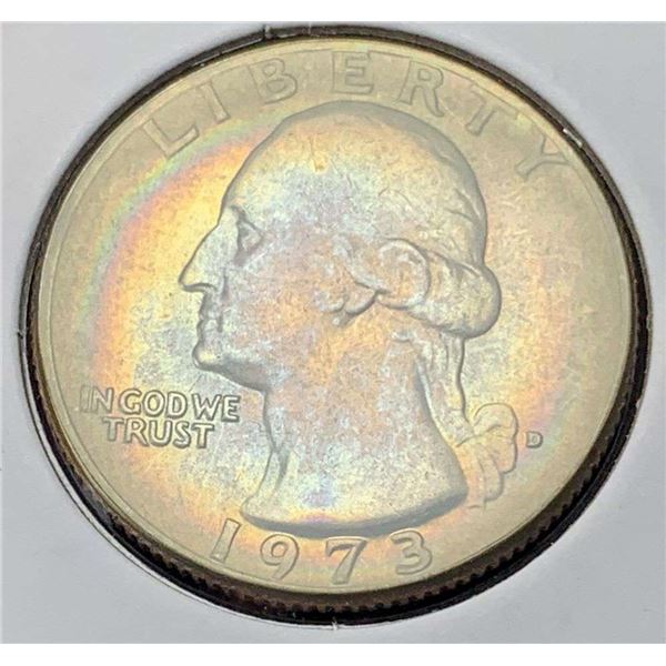 Absolutely Stunning! 1973-D Rainbow Toned Washington Quarter