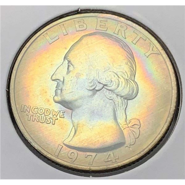 Absolutely Stunning! 1974 Rainbow Toned Washington Quarter