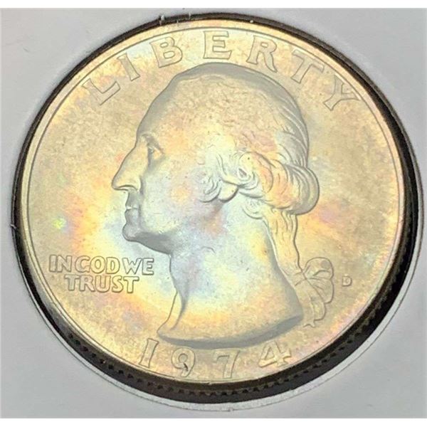 Absolutely Stunning! 1974-D Rainbow Toned Washington Quarter