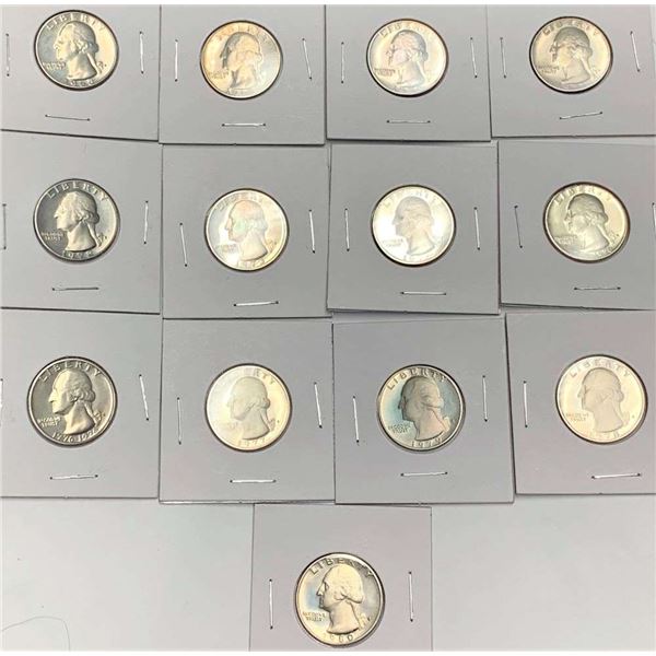 1968-1980-S Proof Washington Quarters (13-coins)
