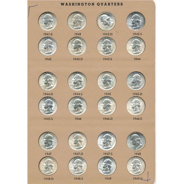 1941-S-1949-D Washington Silver Quarter Set MS64 (24-coins)