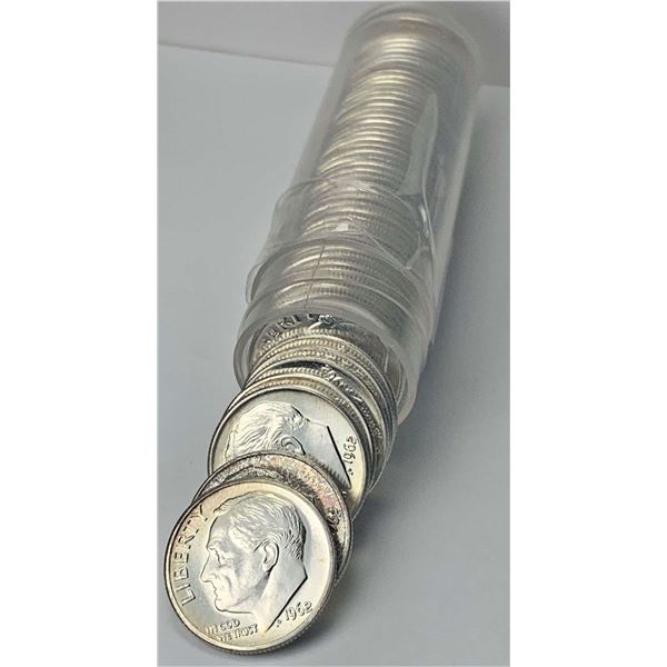Roll (50-coins) 1962 Roosevelt Silver Dimes BU