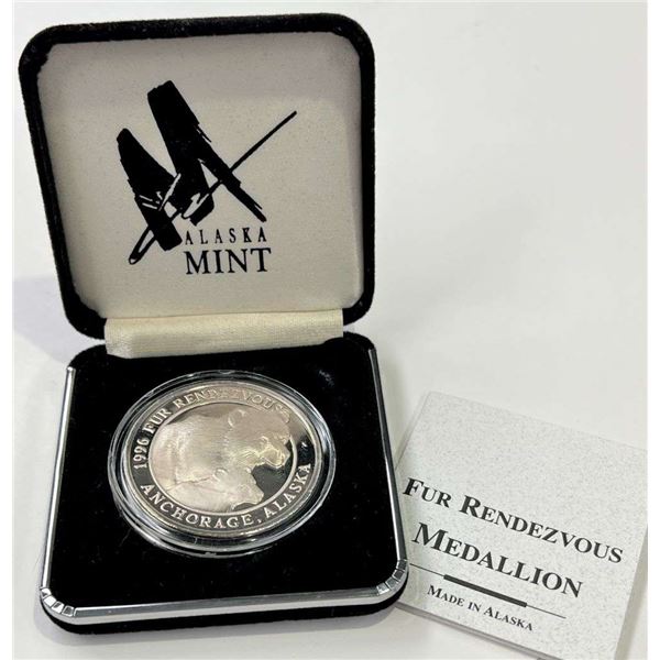Toned 1996 Alaska Mint Fur Rendezvous Proof 1 ozt .999 Silver