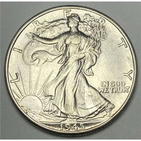 1945-D Walking Liberty Silver Half Dollar MS62