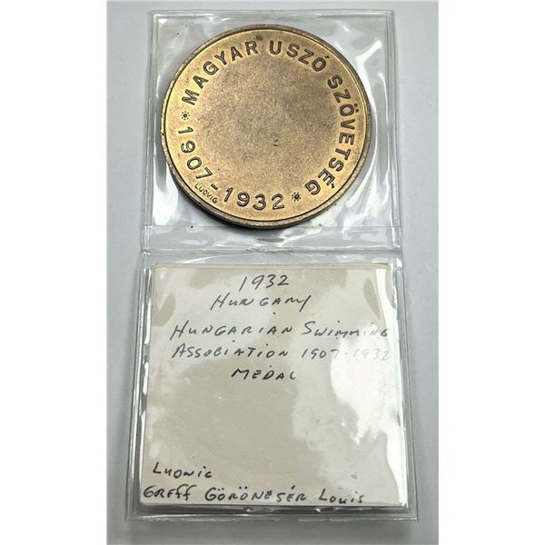 1932 Hungarian Swimming Association 56.3g Bronze Medal