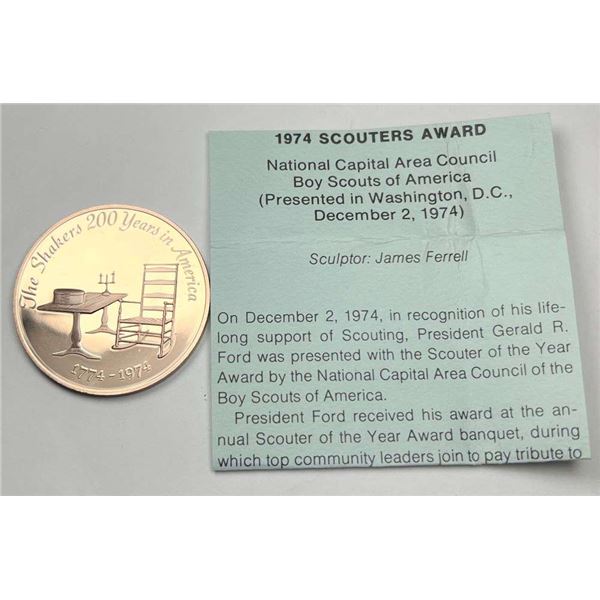 1974 The Shaker Museum Old Chatham, NY 200th Anniversary Proof 24.1g Bronze Medal