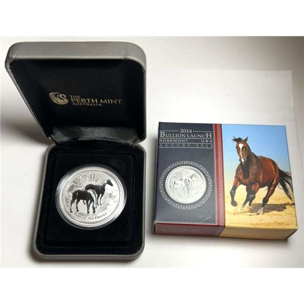 2014 Australia Lunar Year Of The Horse 1 ozt .999 Silver Dollar