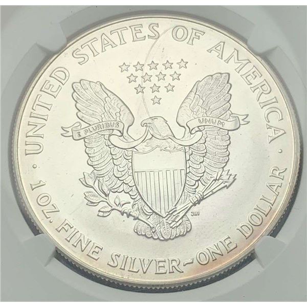 Mint Error 1999 American Silver Eagle NGC MS68 Reverse Struck Thru