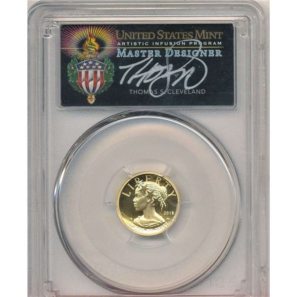 2018-W American Liberty $10 High Relief .9999 Gold 1/10th ozt PCGS PR70 DCAM Sig By Thomas Cleveland