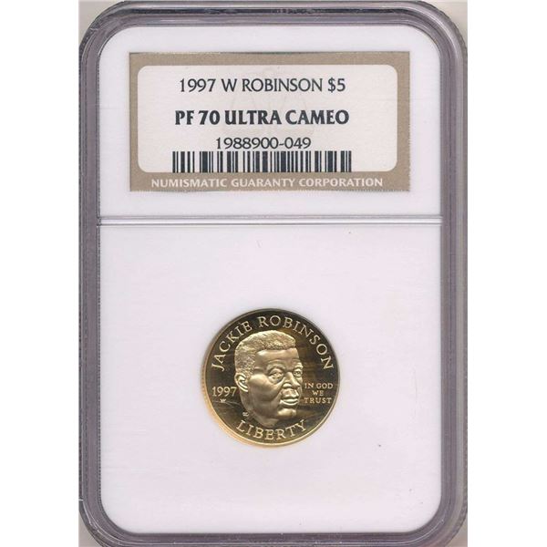 1997-W U.S. Commeorative $5 Gold Jackie Robinson NGC PF70 Ultra Cameo