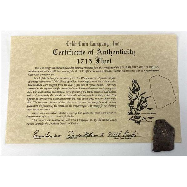 1715 Fleet Shipwreck Silver Reales Cobb Coin Company Inc