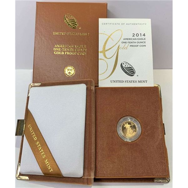 2014-W American Gold $5 Eagle 1/10th ozt PF69+ OGP