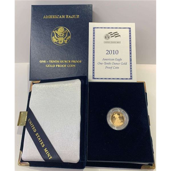 2010-W American Gold $5 Eagle 1/10th ozt PF69+ OGP