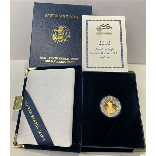 2010-W American Gold $5 Eagle 1/10th ozt PF69+ OGP